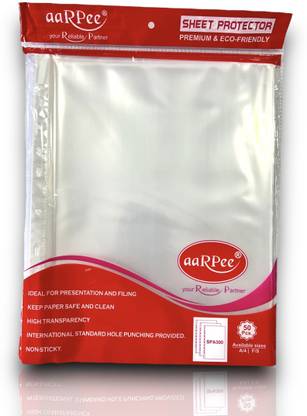 aarpee AARPEE SHEET PROTECTOR A4 300 Microns Clear Document Sleeve Folder with Punch Holes