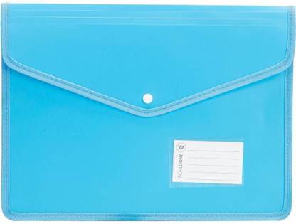 World One Polypropylene Flexi Document Bag Button Folder with Name Card Pocket, Machine Fitted Snap Button, Edge Binding for Protection, Expandable Design