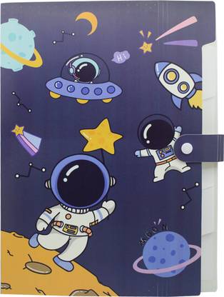 Asera Plastic Space Document Folder with 6 Inner Pockets Ideal for Students Use (A4 Size) - Kids Birthday Return Gifts