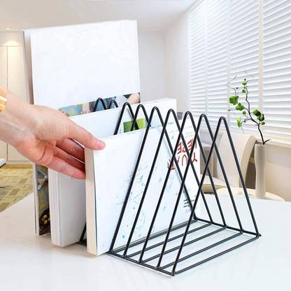Franklite Metal Triangle Wire Magazine Files Folder Stand Desktop File Organizer Holder Book Shelf, 9 Slot File Sorter | For Office | Home Decore