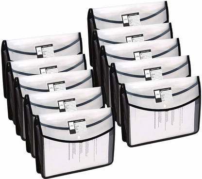 Speny Polypropylene Poly-Plastic Transparent A4 Documents Envelope Folder/File Storage Bag with Snap Button, Pack of 10