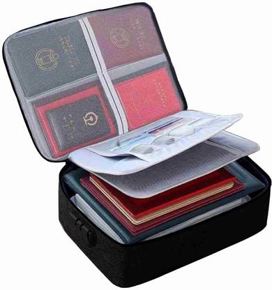 Anayo Polyester Document Organizer Bag Multilayer Travel File Organiser Waterproof Document Storage Folder with Safe Code Lock for A4 Documents, Certificates, Passport, Home, Office