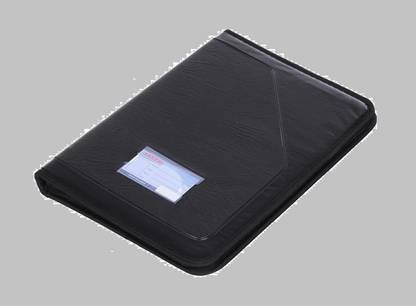 Kaanuka Faux Leather Zip File And Folders, Foolscap/Legal Size 8 Leafs File For Portfolio, Certificates, Executive File Document Holder (KFL10096508BK8LF)
