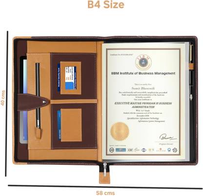 kittu Pu Leather B4 Size Executive Zippered Padfolio & Document professional business & Meeting organizer