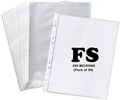 CAMPIO Plastic FS 200-Microns Document Sleeve Sheet Protector 11 Holes Punched Ring File Folder