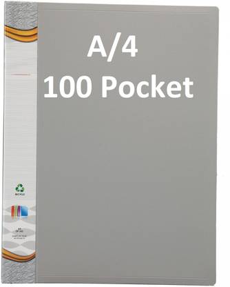 vavia Plastic 100 Pocket Display File / Leaf Fil (A4 Size, GREY)Clear Book File Display File