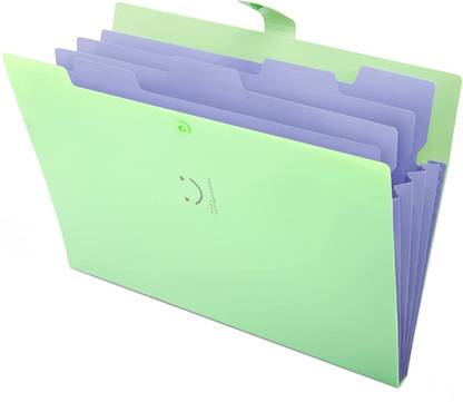 STORITE Plastic 5 Pockets File Organizer,Adjustable Buckle Folder, A4 Portable Paper Receipt Bag
