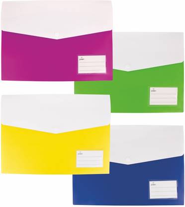 polen Poly Plastic 4 Pcs Button Bag ,Folder with 40 Microns Poly Plastic Folder,HD Printed, Machine Fitted Snap Button with Back Fold Sealing for Extra Strength Size FS .(Assorted)