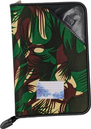 Skrill leatherette Premium Portfolio Folder with 20 Durable Pockets (Olive Green)