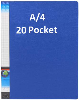 vavia PLASTIC 20 Pocket Display File /Leaf Fil (A4, Blue) Clear Book File Display File