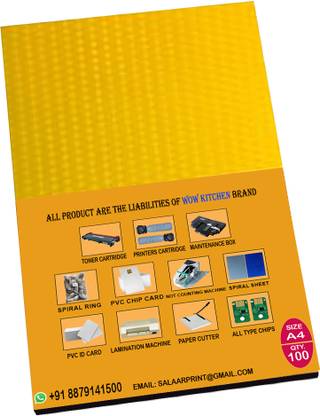 WOW Kitchen Best Quality PVC spiral book binding sheet Page A4 Size Spiral Binding Sheet