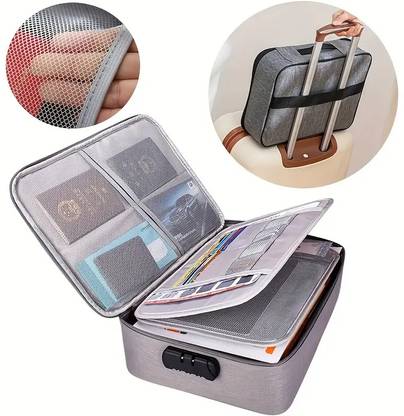 Dizaa Zipper Travel Document File Organizer Multiple Folder Bag with Safety Code Lock Portable Waterproof Document Organizer