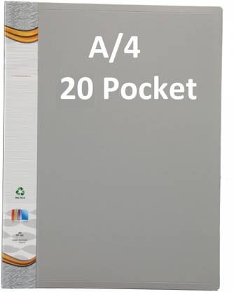 RAMKE PLASTIC 20 Pocket Display File /Leaf Fil (A4, GREY) Clear Book File Display File