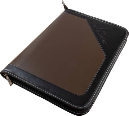Skrill PU Leather A4 / FC File Folder With 24 Pockets Brown