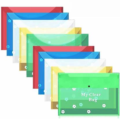 Rudra Plastic Document Bag My Clear Bag Plastic File (Set Of 20, Multicolor)