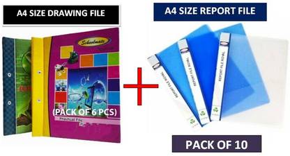 FileMate Plastic, Hard board A4 Sie Drawing File (Pack of 6) and (report file pack of 5)