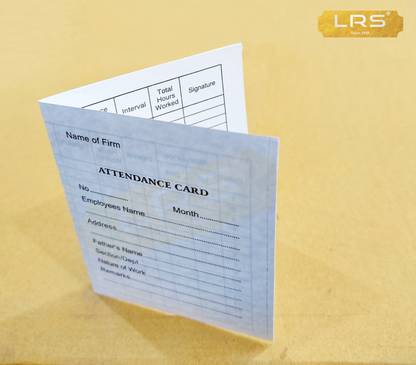 LRS Paper Attendance Card for Daily Payroll Wages Workmans - 100 Pack