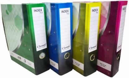 FileMate Hardboard and Laminated Paper Pack of 4 Index File 3 Inch Spine Paper Holding Capacity - 500 Papers Box File/Office File/Laminated File