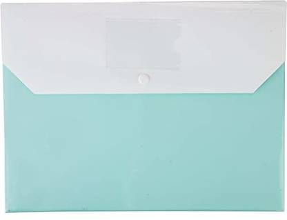 World One Polypropylene Dutone Clear Bag for Document with Dual Pocket for Extra Storage, 0.7mm Thick Virgin PP Sheet, Machine Fitted Snap Button, Back Fold Sealing, Dual Tone Design, Ideal for holding full scape paper