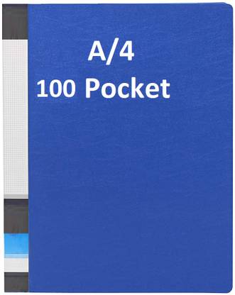 canoff Plastic 100 Pocket Display File / Leaf Fil (A4 Size, Blue)Clear Book File Display File