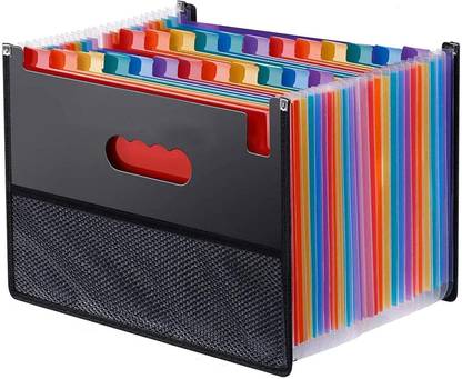 KolorFish Plastic 24 Pockets Alphabetical Expandable File Folder, A4/Letter Size Document Organiser, Accordion File for School, Office, Home (33x23cm)