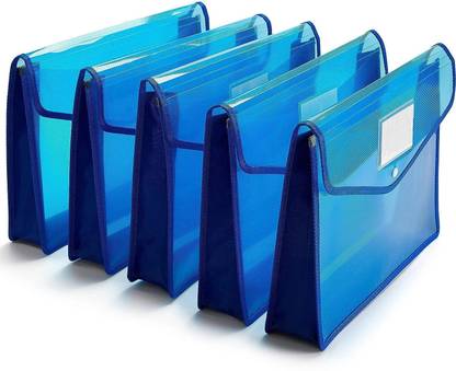 HATHIYANI Plastic Expanding File Folder | Wallet Document Holder with Snap Button Closure 4Pack