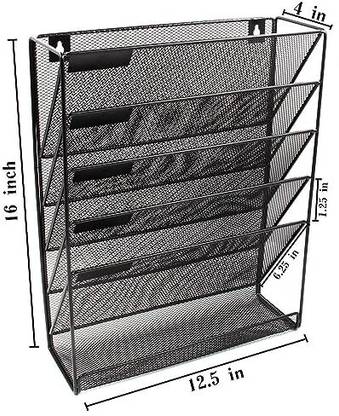 Bellveen Mesh Mesh File Organizer 5 Tier Black Wall Mount Hanging File Organizer