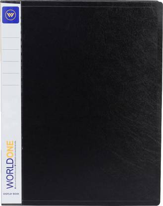 World One Polypropylene Display Book File Folder made of 0.8 mm virgin PP for Documents with 40 Bound Top Loading Plastic Binder Sleeves Thick PP board, Folder for Individuals & Offices, Size FC