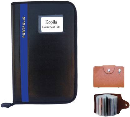 Kopila PU Leather Document File folder With ATM Card Holder(10 Pocket) Easy to carry & Secure