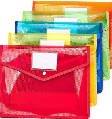 MPRI Poly plastic Transparent Envelope folder poly plastic A4 document file storage bag with snap button