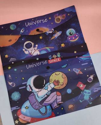AMANVANI Plastic File (5 Piece) Space A4 Size Folder for Document certficates for School Stylish Folder for Girls File Folder for Kids Return Gift