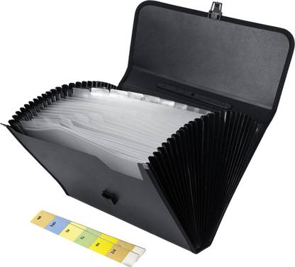 URBAN RINGS Plastic 24 Pockets Expanding File Folder for Documents, Certificates, Letter A4 Size File Organizer with Label and Carry Handle for Home Office School Supplies