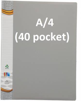 vavia Plastic 40 Pocket Display File/Leaf Fil (A4, GREY) Clear Book File Display File DISPLAY FILE