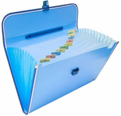 Rangwell plastic Presents Plastic File 13 Folder F/C Expanding Bag with Handle 1111 (Blue)