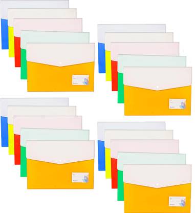 CAMPIO Plastic Double Pocket A4 Legal Document File Document Bag Plastic Folder - Snap Button