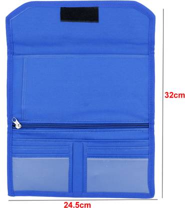FASTIDIOUS Nylon Waterproof Vehicle Document Organizer, Two Wheeler/Car Document Holder with Multiple Pockets