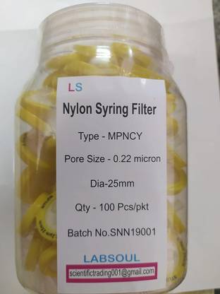 LABSOUL Nylon Syringe Filters PTFE Membrane - 25mm Diameter, 0.22um Pore Size. Filter Paper