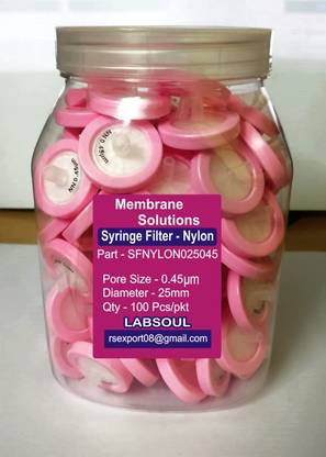 LABSOUL Nylon Syringe Filters Membrane - 25mm Membrane Diameter, 0.45 um Pore Size Filter Paper
