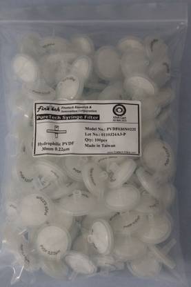 FineTech 25MM HYDROPHILIC NON -STERILE PVDF SYRINGE FILTER 0.22UM Filter Paper