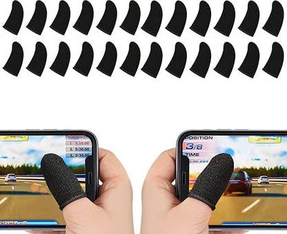 HUNCHA Gaming Finger Sleeves for Mobile Game Controllers, Anti-Sweat, PUBG, Black Finger Sleeve