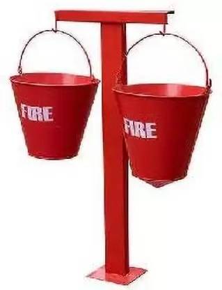 BAL PLAST Fire Bucket for Sand, water and Ashes Carrier Red color (Pack of 2) Fire Extinguisher Mount