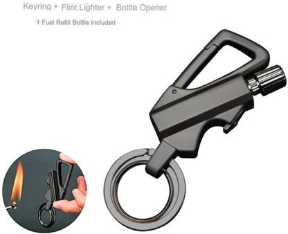 ZVR 3 in1 Keychain + Flint Lighter Fire Starter Match Sticks + Bottle Opener Flintsteel & Magnesium Fire Starter Striker Included