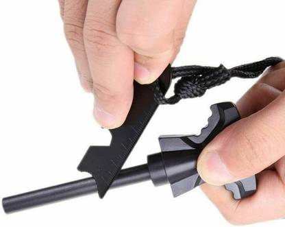 Huayue Black Fire Starter Magnesium Flint Stick Lanyard Striker Lighter Magnesium Magnesium Fire Starter Striker Included