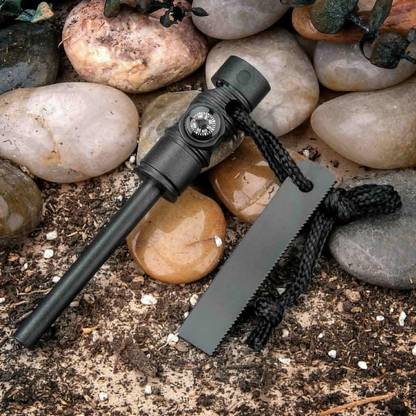 AirMount ™3-in-1 Survival Multifunction Tool - Magnesium Fire Rod, Compass & Emergency Magnesium Fire Starter Striker Included