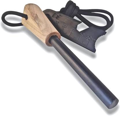 Vedara ®Fire Starter with Easy Wooden Grip Handle Flint Fire Starter Magnesium Fire Starter Striker Included
