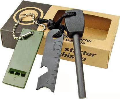Linist Fire Starter Stick with Striker Lanyard and Whistle Magnesium Fire Starter