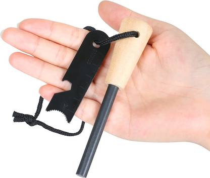 AirMount ™Fire Starter With Wooden Outdoor Life Survival with Flint Ruler, Waterproof Magnesium Fire Starter Striker Included