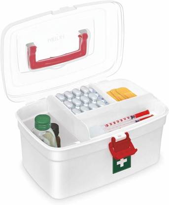 Onprix No Plastic Rectangular Medicine Box, Medical Box, First aid Box, Multi Purpose Box, Multi Utility Storage with Handle (White, Standard ). Pill Box