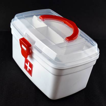 Anu Lockable Emergency Medicine Box with Detachable Tray & Handle (Large) First Aid Kit