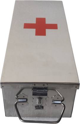GvanyS SS Rectangular (Empty) Medicines Storage/First Aid Box For all use Size-12 Inch First Aid Kit